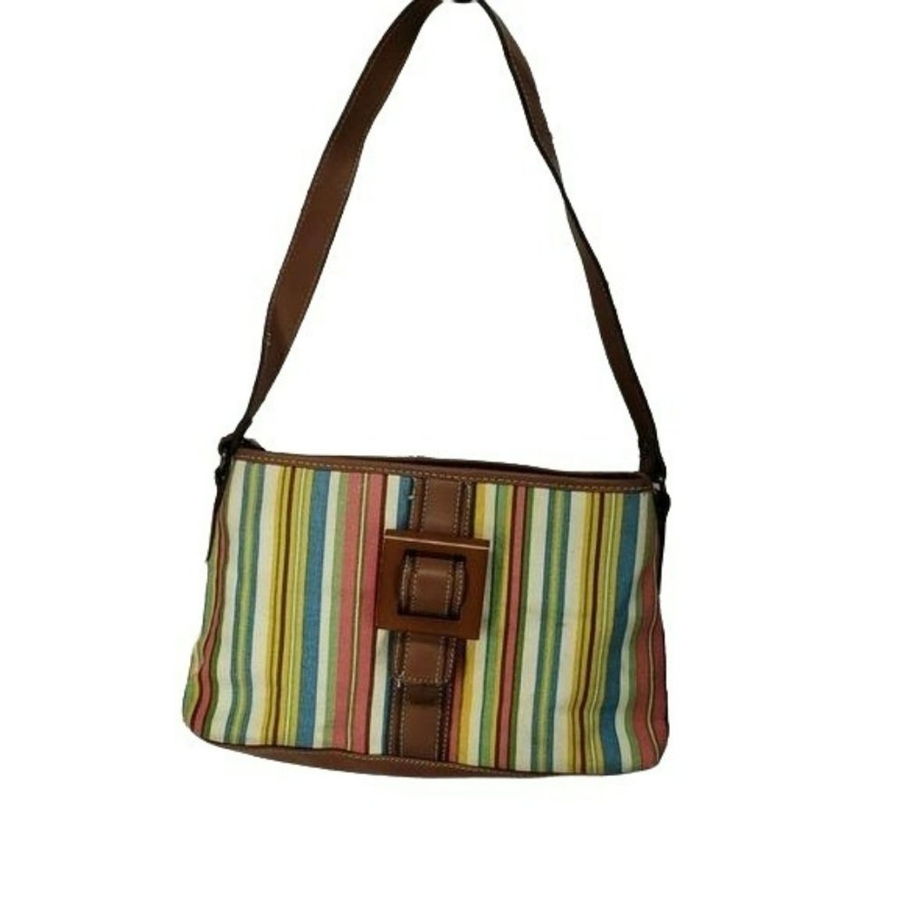 St. John’s Bay Woman's Striped Buckle Summer‎ Spring Shoulder Canvas Purse